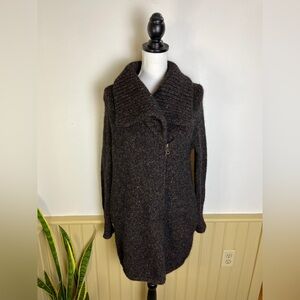 Joie Alpaca Wool Blend Zip Sweater Cardigan S Brown Charcoal Oversized Cozycore
